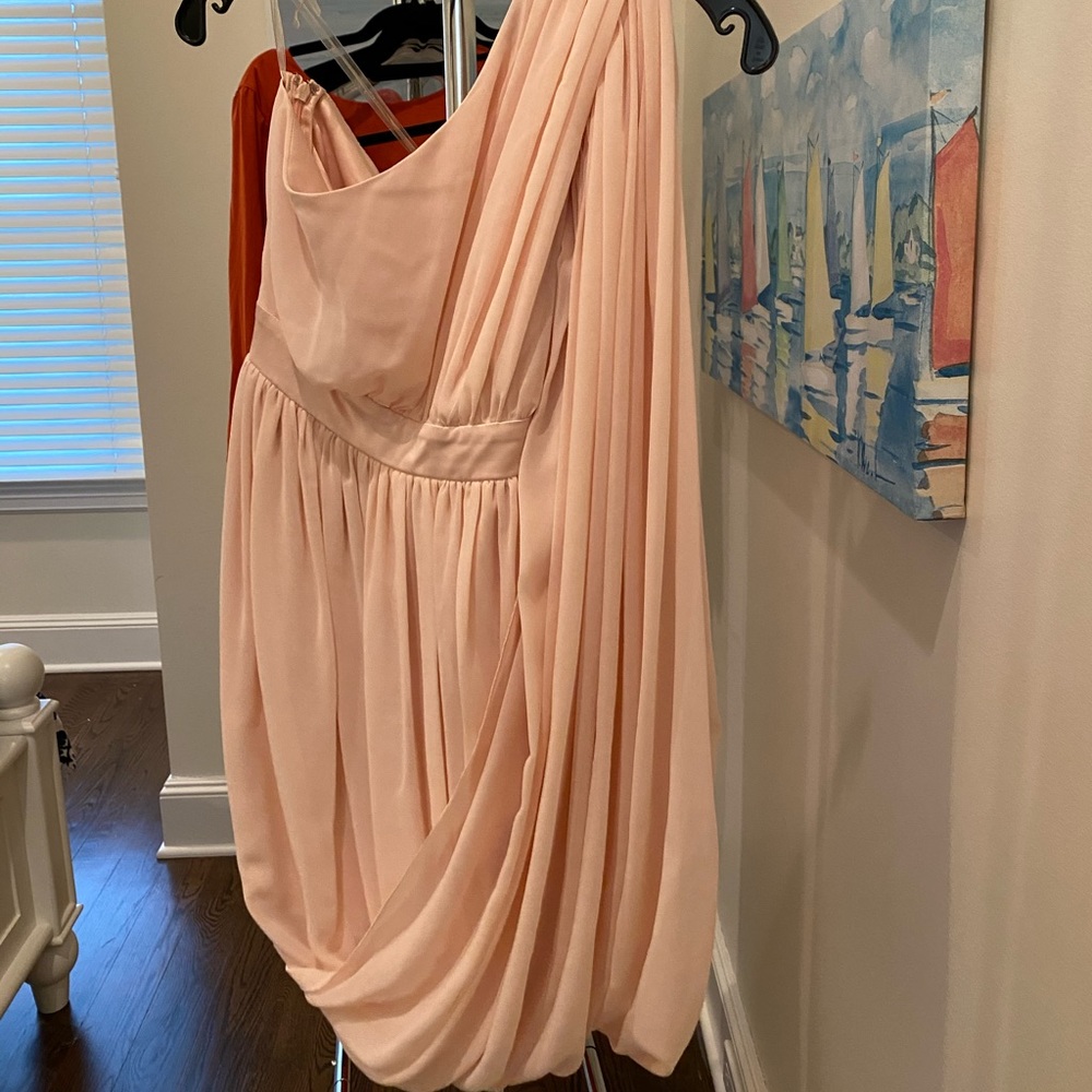 Once shoulder blush pink dress